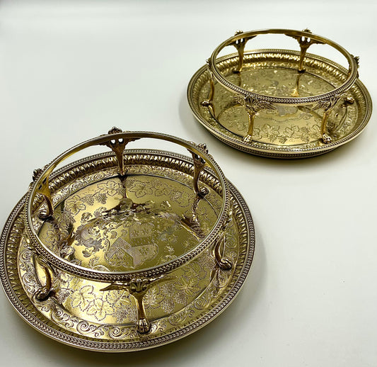 A Magnificent Pair of Regency George III Silver Gilt Wine Coasters by Richard Cooke, London 1805